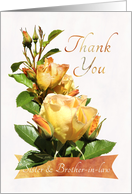 Sister and Brother-in-law Golden Rose Thank You card