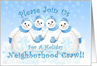 Holiday Neighborhood Crawl Snowmen Invitation card