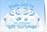 Holiday Gift Exchange Snowmen Invitation card