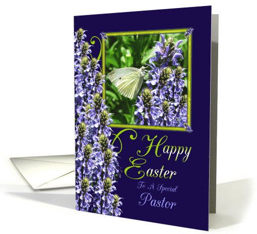 Easter Butterfly Garden Greeting For Pastor card (900782)