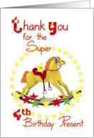 4th Birthday Thank You Rocking Horse card