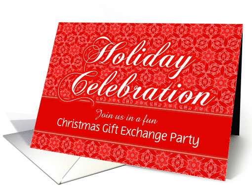 Christmas Gift Exchange Party Vintage Red Lace Custom Invitation card