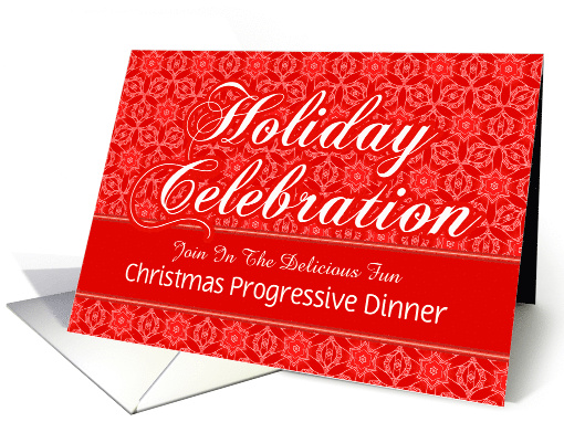 Red Lace Christmas Progressive Dinner Custom Invitation card (946509)
