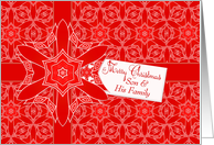 Red Lace Christmas for Son and Family card