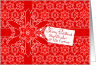 Red Lace Christmas for Step Brother and Partner card