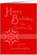 Red Lace Birthday on Christmas Eve for Granddaughter card