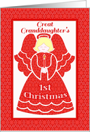 Red Lace 1st Christmas Angel for Great Granddaughter card