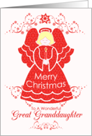 Merry Christmas Great Granddaughter, Angel in Red Lace card