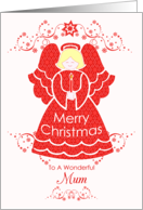Merry Christmas Mum, Angel in Red Lace card
