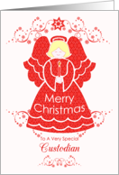 Merry Christmas Custodian, Angel in Red Lace card
