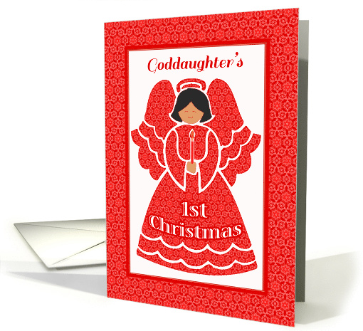 Goddaughter's 1st Christmas, Angel In Red Lace card (964017)