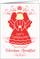 Red Lace Angel Christmas Breakfast Party Invitation card