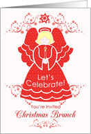 Red Lace Angel Christmas Brunch Invitation card