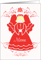 Red Lace Angel Christmas Party Menu card