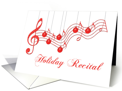 Holiday Recital Invitation, Red Musical Staff card (983349)