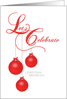 Custom Holiday Breakfast Invitation, Red Lace Ornaments card