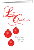 Custom Caroling Party Invitation, Red Lace Ornaments card