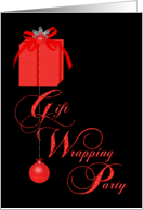 Gift Wrapping Party Invitation, Red Lace Ornaments card