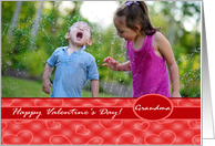 Valentine’s Day Photo Card for Grandma, Red Hearts card