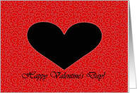 Valentine’s Day Across the Miles, Black Heart on Small Red Hearts card