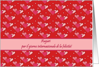 Italian International Happiness Day, Three Pink Hearts card