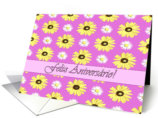 Portuguese Birthday Daisies on Pink Orchid card (1290496)