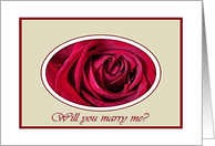 Wedding Proposal Marry Me, Red Rose on Beige card