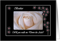 Wedding Down the Aisle Invitation for Brother, White Rose and Blossoms card