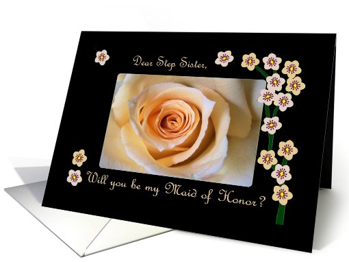 Maid of Honor Step Sister, Rose and Blossoms card (642348)