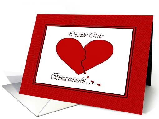 Spanish Valentine Broken Red Heart card (674619)