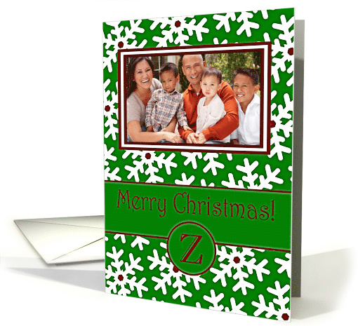Merry Christmas Photo Card Family Name Z, Snow Crystals card (877908)