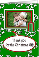 Photo Card Thank You Christmas Gift, Green Snowflake Crystals card