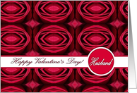 Valentine’s Day for Husband, Red Roses Geometric Pattern card