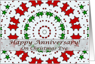 Happy Anniversary on Christmas Eve, Red and Green Stars Mandala card