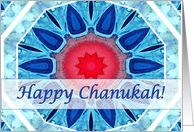 Jewish Chanukah for Neighbor, Blue Aqua and Red Mandala card