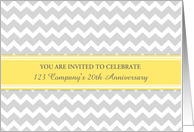 Custom Corporate Anniversary Party Invitations - Yellow Grey Chevron card