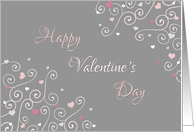Happy Valentine’s Day Co-worker - Pink Gray Swirls & Hearts card