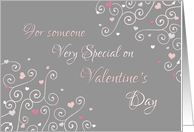Happy Valentine’s Day Friend - Pink Gray Swirls & Hearts card