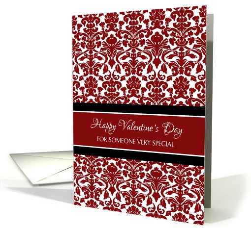 Happy Valentine's Day for Boyfriend - Red White Black Damask card