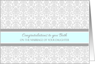 Wedding Day Congratulations Parents of the Bride - Gray Blue Damask card