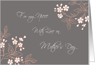 Niece Happy Mother’s Day Card - Coral White Grey Floral card