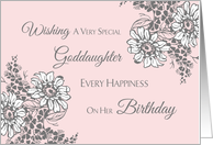 Goddaughter Happy Birthday Card - Pink Grey Floral card