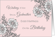Godmother Happy Birthday Card - Pink Grey Floral card