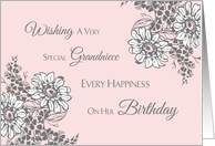 Grandniece Happy Birthday Card - Pink Grey Floral card
