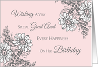 Great Aunt Happy Birthday Card - Pink Grey Floral card