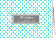 Boss Thank You Card - Aqua Lime Geometric Pattern card