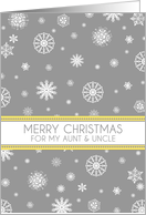 Aunt and Uncle Merry Christmas Card - Yellow Grey Snowflakes card