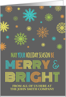 Merry & Bright Corporate Christmas Card - Colorful Snowflakes card