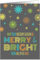 Merry & Bright Christmas Customer Card - Colorful Snowflakes card