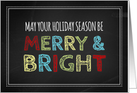 Merry & Bright Employee Christmas Card - Colorful Chalkboard card